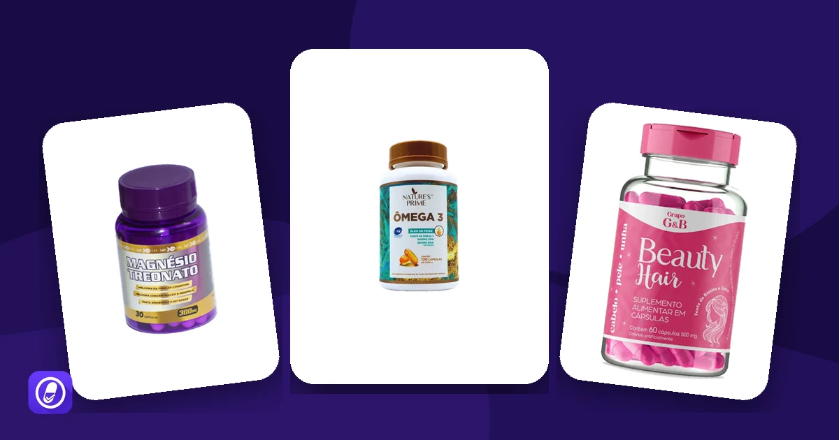 Capas de três avaliações de suplementos com graus diferentes de identificação do vendedor na página