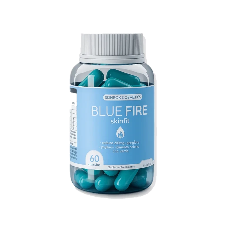 Pote do suplemento Blue Fire Skinfit, 60 cápsulas