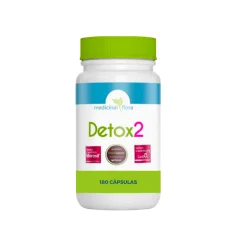 Pote branco e verde do Detox 2 com 180 cápsulas, da Medicinal Flora