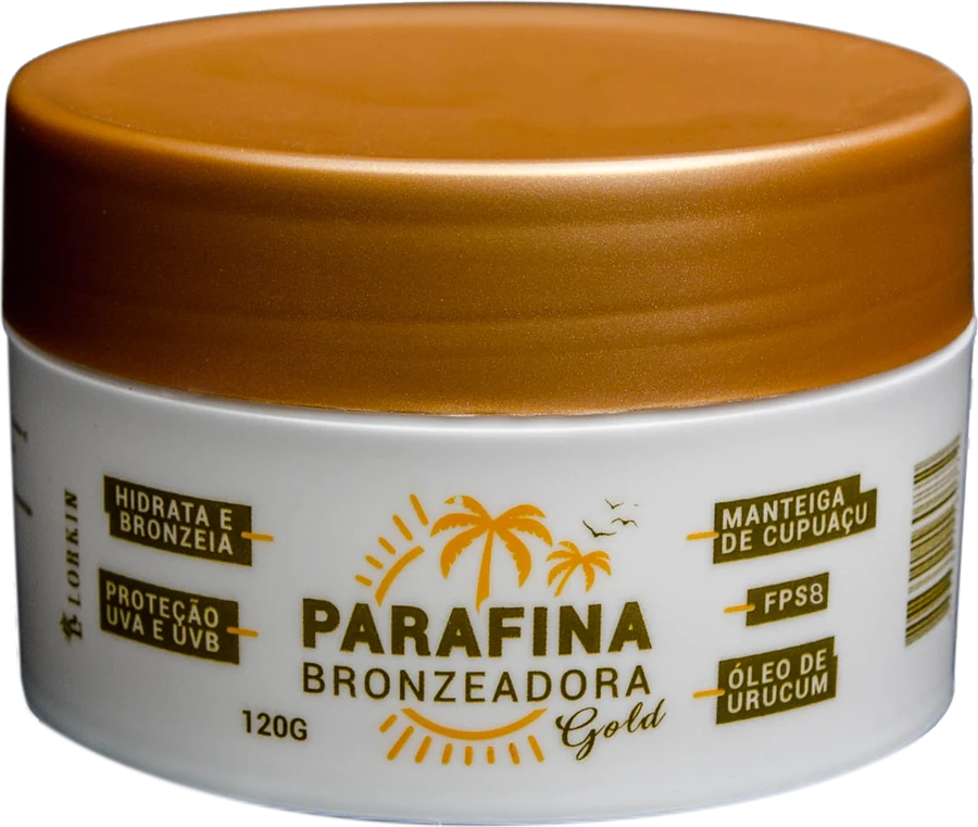 Embalagem do Kit Verão Parafina Bronzeadora Gold 120g com Biquíni de Fita