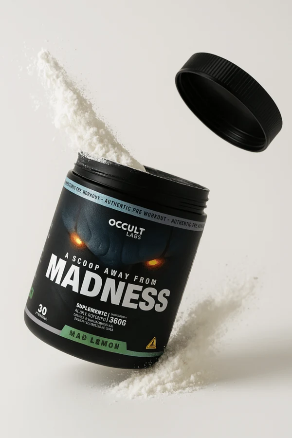 Embalagem do MADNESS Pré-Workout