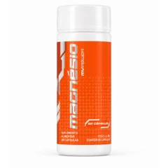 Frasco laranja de Magnésio MV Power, suplemento alimentar com 60 cápsulas