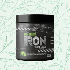 Pote preto de pré-treino Iron sabor limão, 300 g, da Nature's Prime