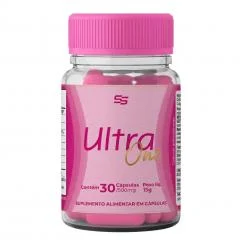 Frasco rosa do suplemento Ultra One, com 30 cápsulas de 500 mg