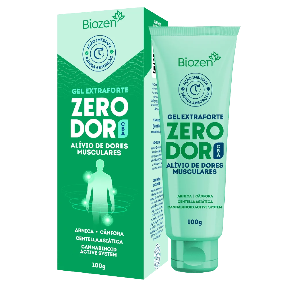 Embalagem do Zero Dor CBA - Gel Extraforte para alívio de dores musculares
