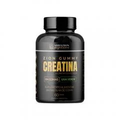 Frasco preto de Zion Gummy Creatina Monohidratada em gomas sabor uva verde, da Abbazion, com o número 60 no rótulo