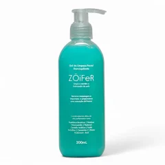 Frasco verde-azulado de 200 ml com bomba do Gel de Limpeza Facial Demaquilante ZÖiFeR